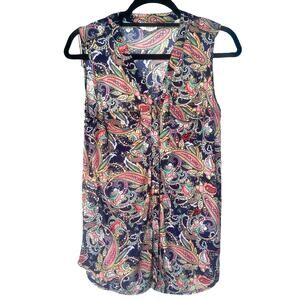 Ember V-Neck Casual Tank Top Paisley Size Small